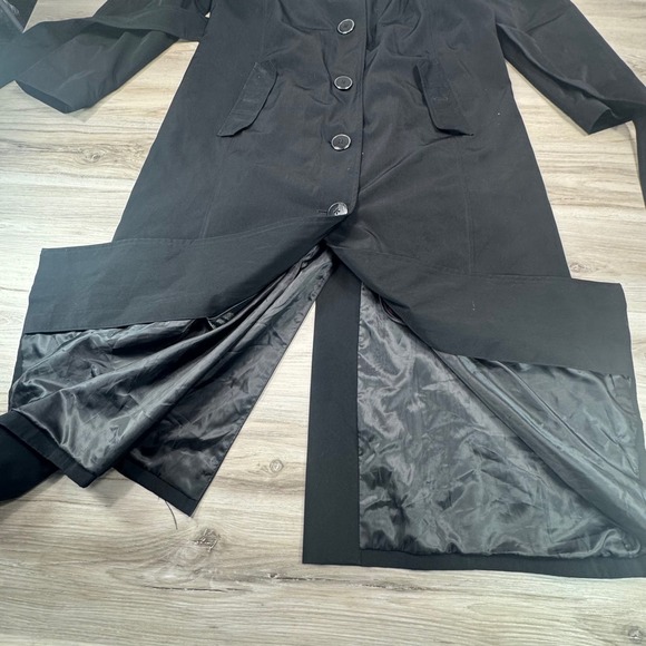 London Fog Women's Black Long Trench Coat with Removable Plaid Liner Size 14 - Picture 5 of 12